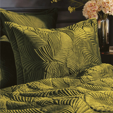 Palmeria Quilted Moss 100% Cotton Duvet Cover Bedding Set - additional product view 1