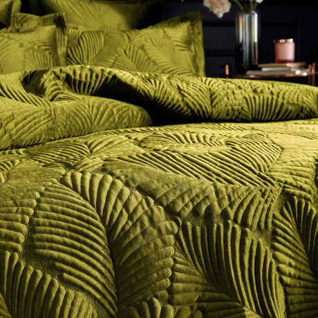 Palmeria Quilted Moss 100% Cotton Duvet Cover Bedding Set - additional product view 2