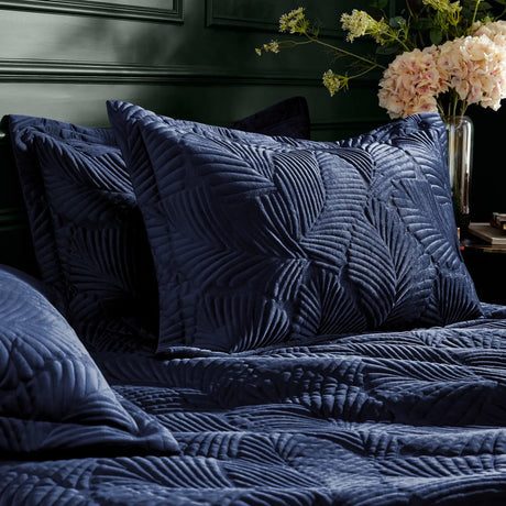 Palmeria Quilted Navy 100% Cotton Duvet Cover Bedding Set - additional product view 2