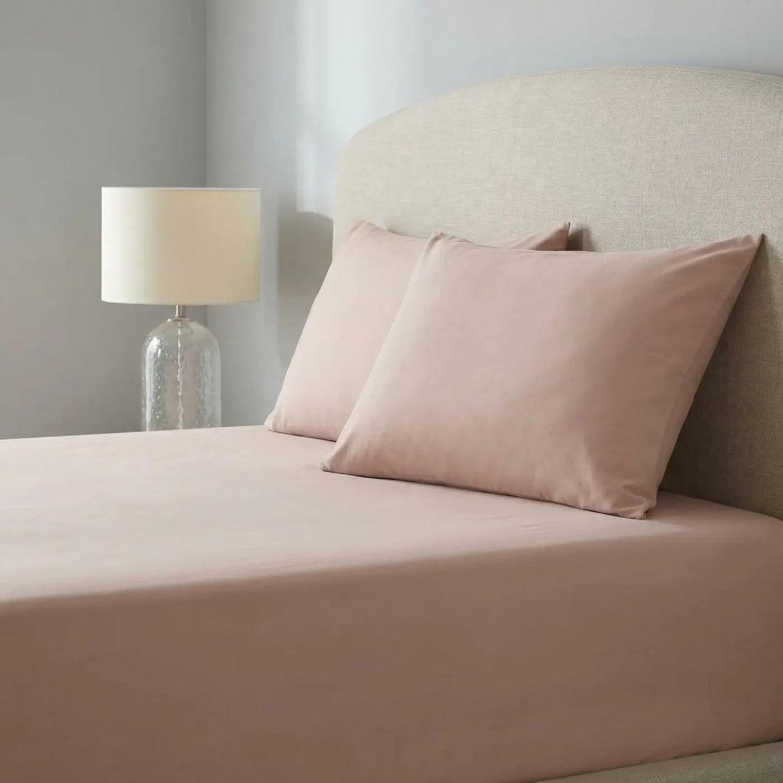 Percale 180 Thread Count Extra Deep Blush Fitted Sheet 40cm Deep