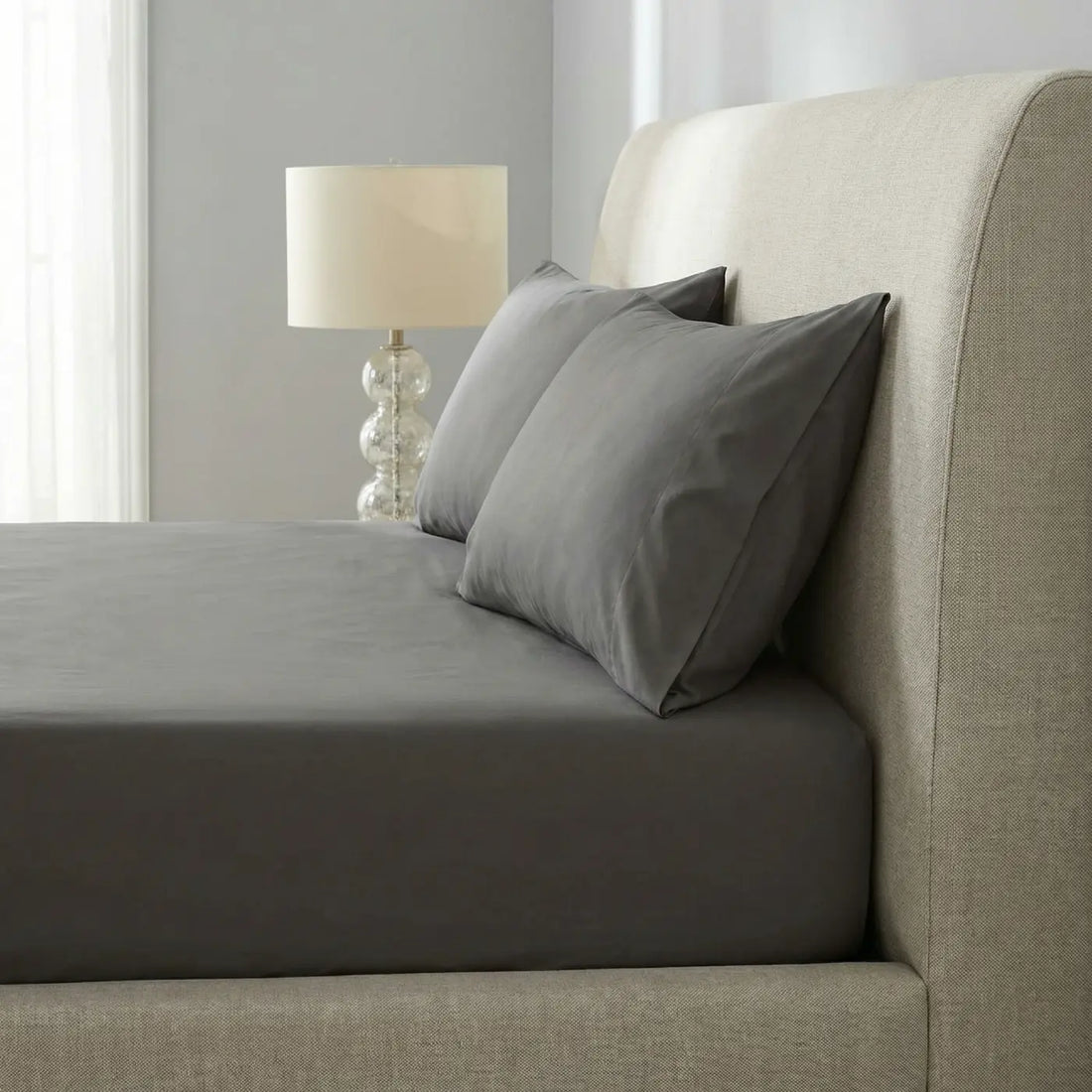 Percale 180 Thread Count Extra Deep Charcoal Fitted Sheet 40cm Deep