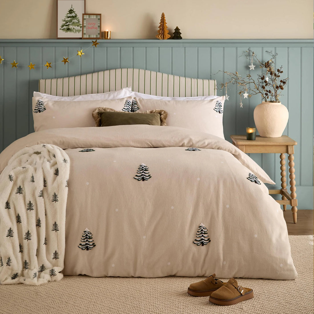 Pine Tree Tufted 100% Cotton Duvet Cover Set