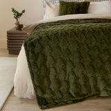 Pines Faux Fur Throw Forest Green 150 x 200cm - image 1