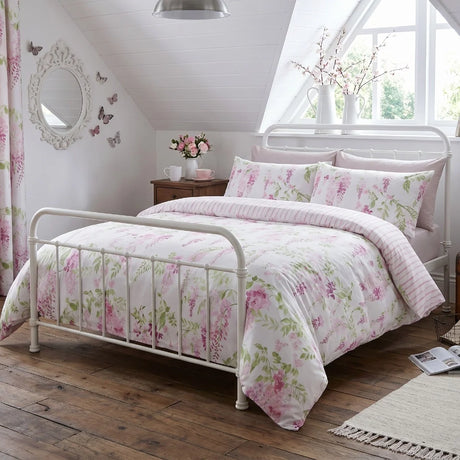 Wisteria Floral Duvet Cover Set - Pink