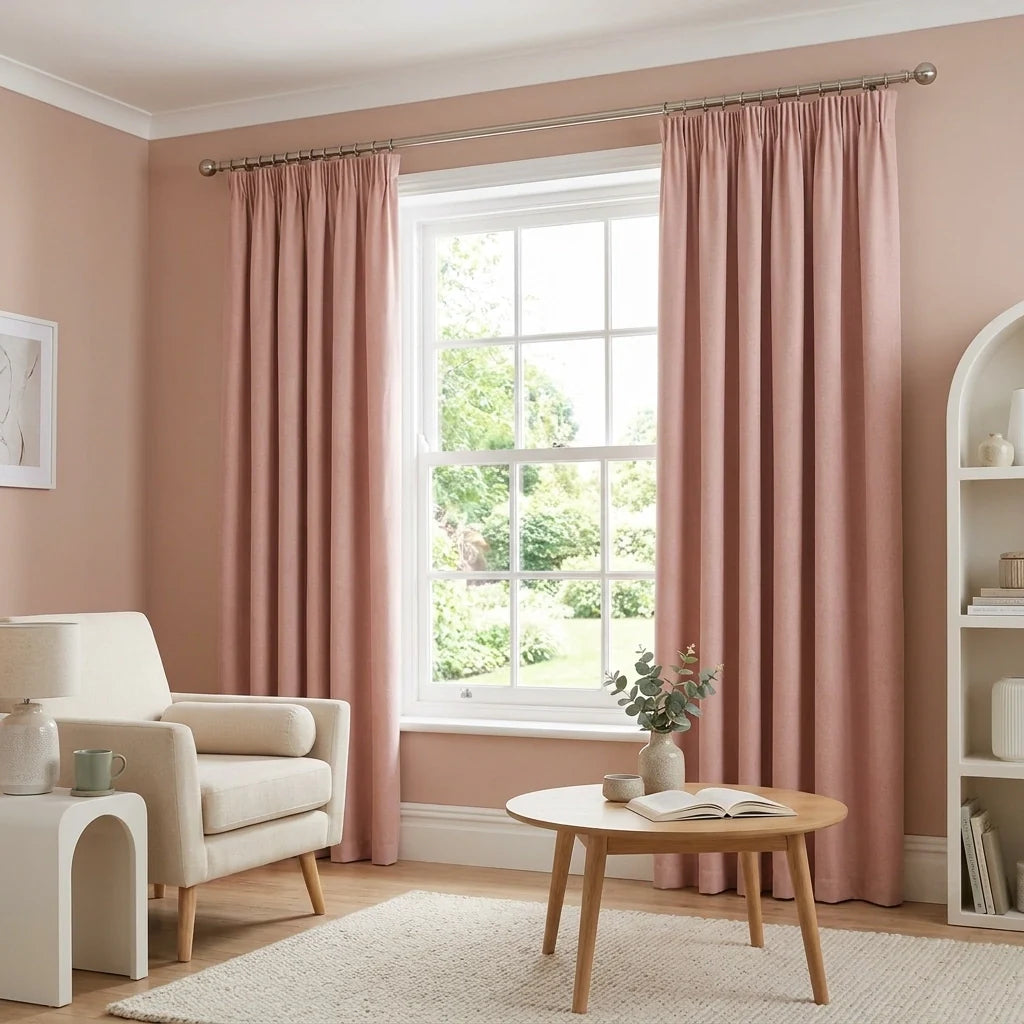 Essential 95% Pink Thermal Blackout Pencil Pleat Curtains