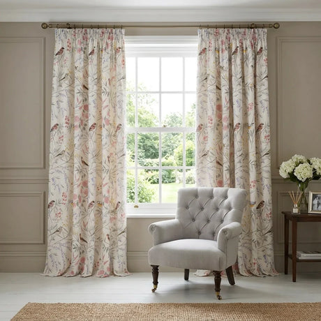 Caraway Floral Pencil Pleat Ready Made Curtains - Pink
