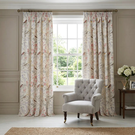 Caraway Floral Pencil Pleat Ready Made Curtains 1
