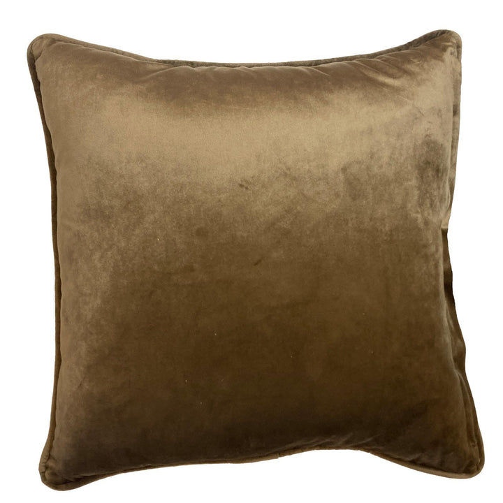 Piped Velvet Natural & Mocha Cushion Cover 17" x 17" - Ideal