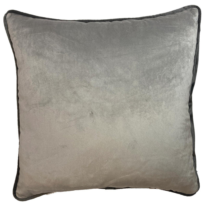 Piped Velvet Silver & Charcoal Cushion Cover 17" x 17" - Ideal
