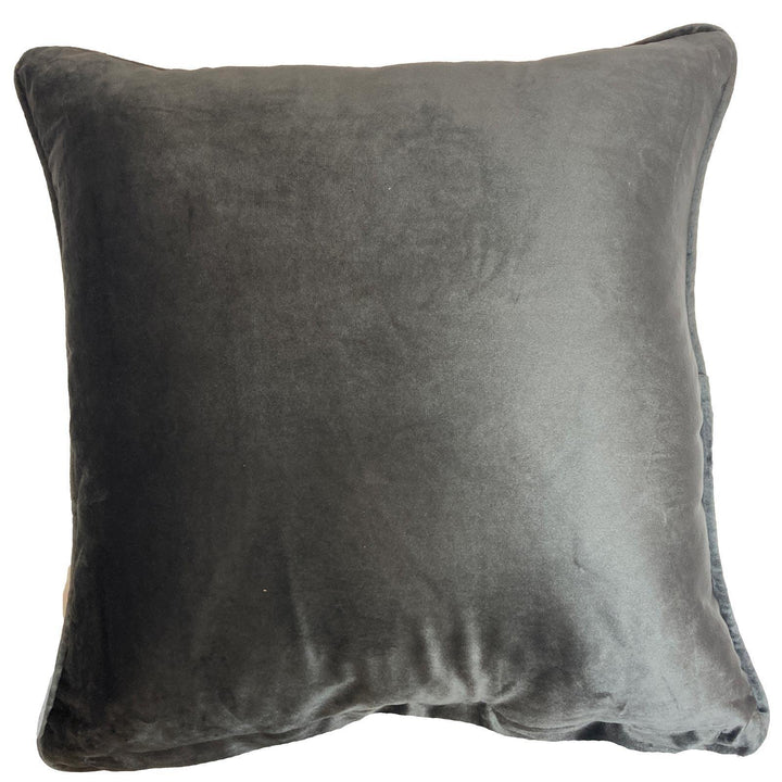 Piped Velvet Silver & Charcoal Cushion Cover 17" x 17" - Ideal