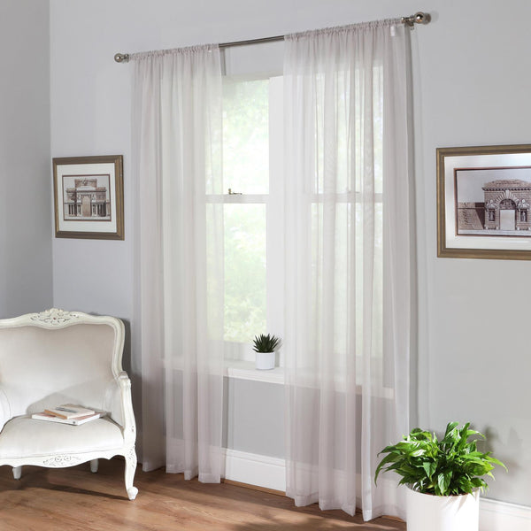 Plain Dyed Voile Curtain Panel Pair Grey - Ideal