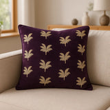 Gilded Palms Cushion Cover / Filled Cushion 18" x 18" (45cm x 45cm) - Plum
