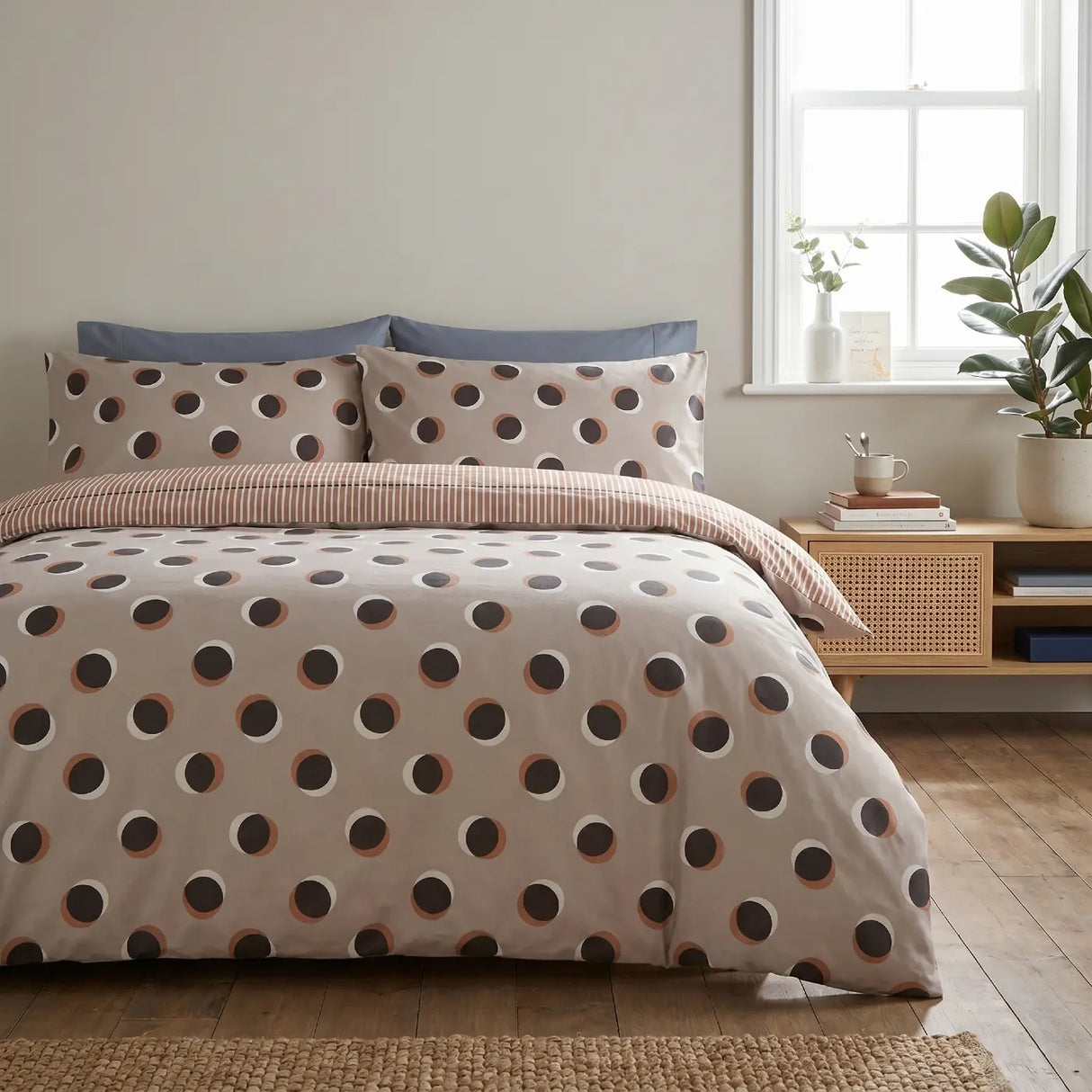 Polka Spot Polycotton Duvet Cover Set - Natural