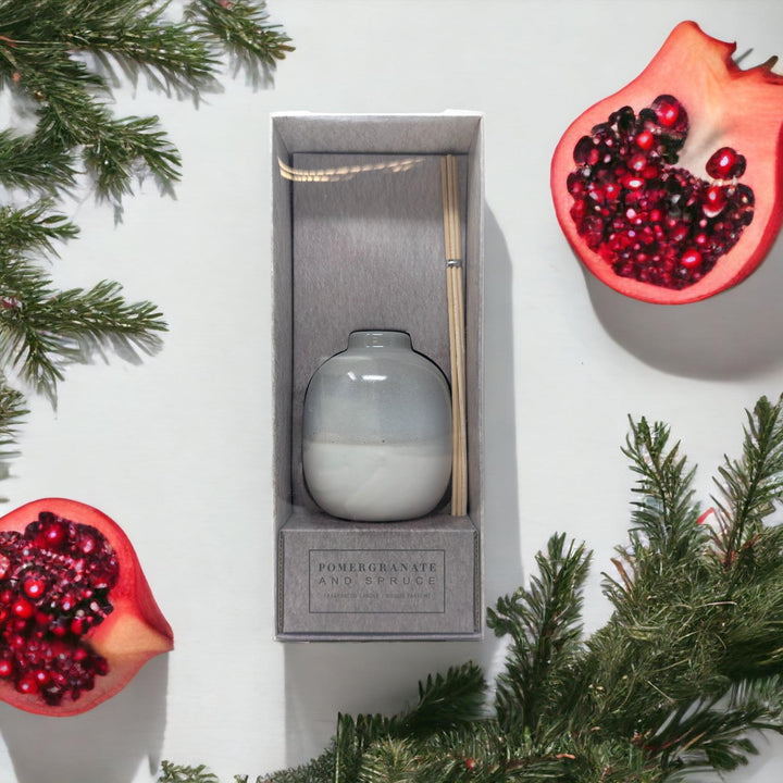 Pomegranate and Spruce Grey Glaze Reed Diffuser - Ideal