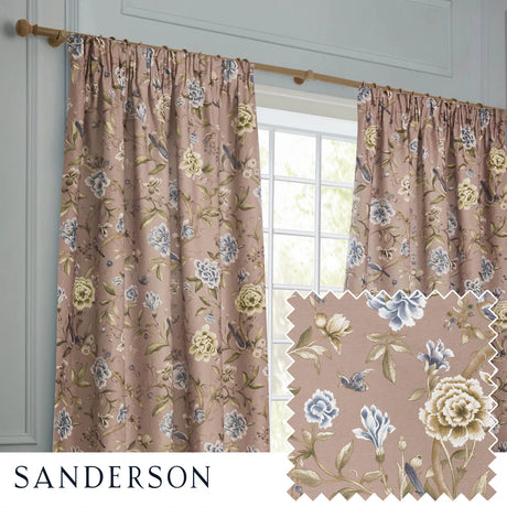Porcelain Garden Blush Thermal Dimout Pencil Pleat Curtains - additional product view 1