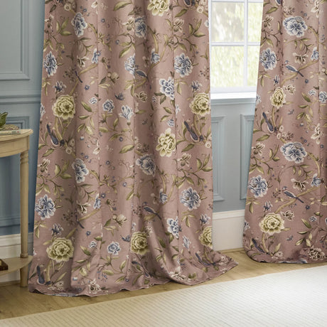 Porcelain Garden Blush Thermal Dimout Pencil Pleat Curtains - additional product view 3