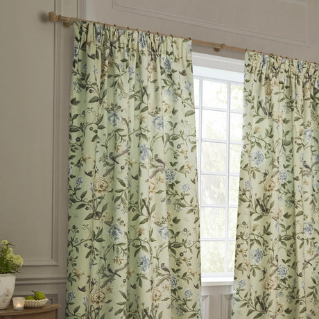 Porcelain Garden Sage Thermal Dimout Pencil Pleat Curtains - additional product view 2