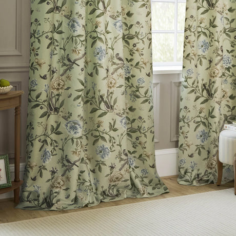 Porcelain Garden Sage Thermal Dimout Pencil Pleat Curtains - additional product view 3