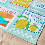 Catherine Lansfield Postcards 76x160cm Cotton Beach Towel Sage Green