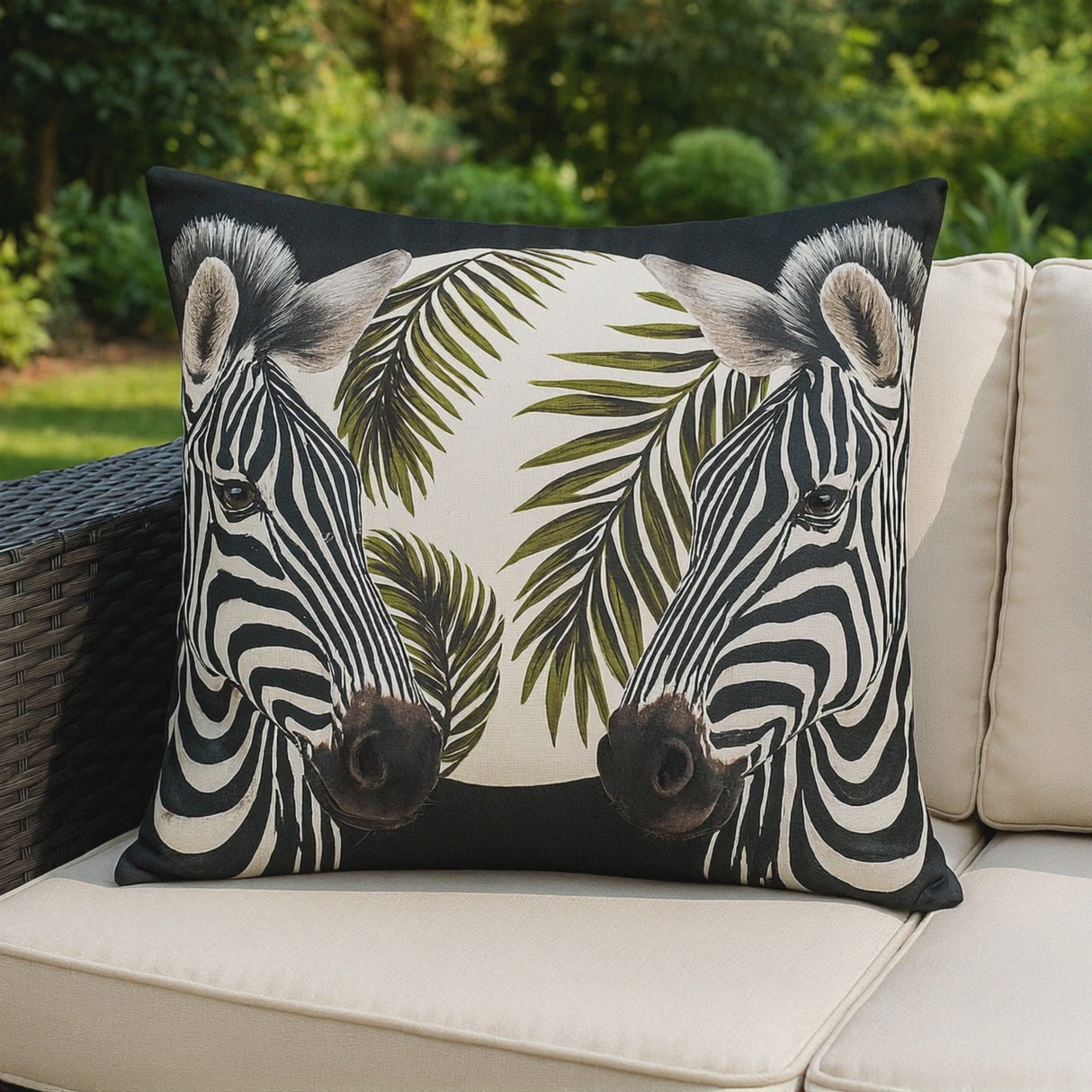 Leopardis Zebra Outdoor Cushion Cover / Filled Cushion by Paoletti
