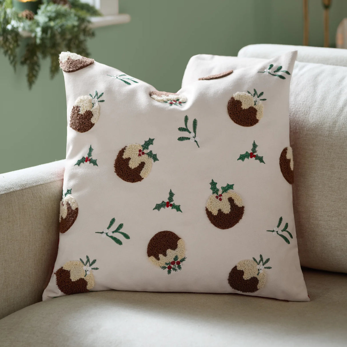 Puddings Tufted Velvet Cushion Cover Multicolour 45 x 45cm - image 1