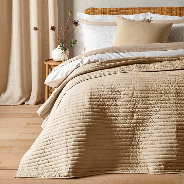 Quilted Lines Bedspread Natural Bedspreads & Runners Bianca   