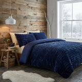 Rabbit Faux Fur Duvet Cover Set - Midnight Blue
