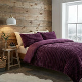 Rabbit Faux Fur Duvet Cover Set - Burgundy