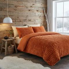 Rabbit Faux Fur Burnt Orange Duvet Cover Bedding Set