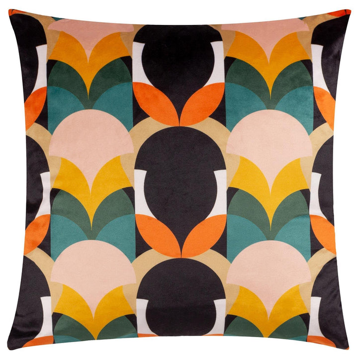 Raeya Art Deco Peach + Black Cushion Cover 18" x 18" - Ideal