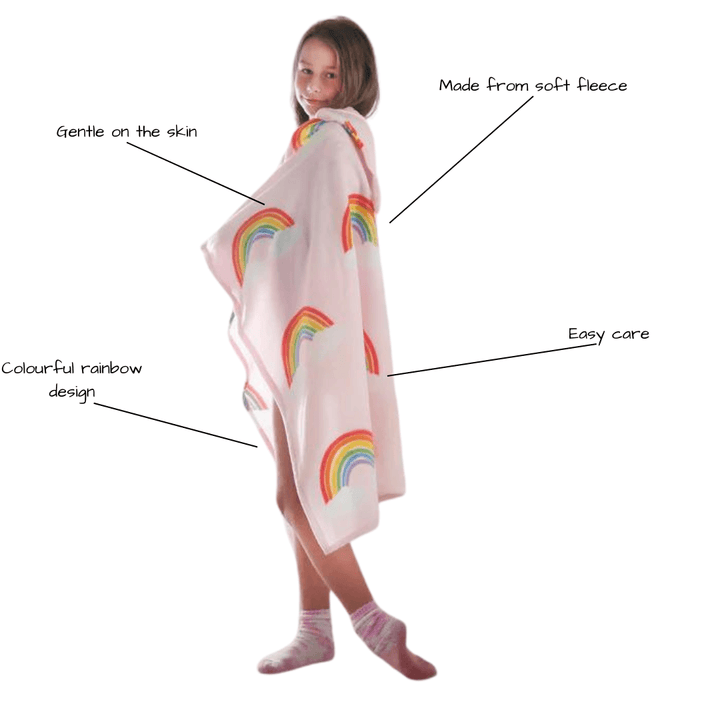 Rainbow Hearts Fleece Hooded Blanket - Ideal