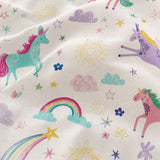 Macro close-up of the duvet cover fabric on the Rainbow Unicorn Kids Duvet Cover Set