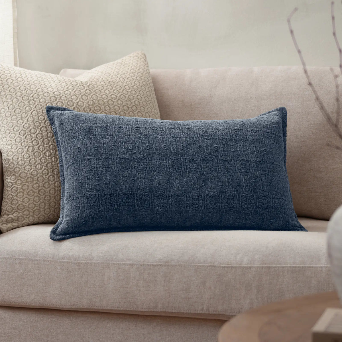Ramas 100% Cotton Indigo Cushion Cover or Filled Cushion 40cm x 60cm - additional product view 6
