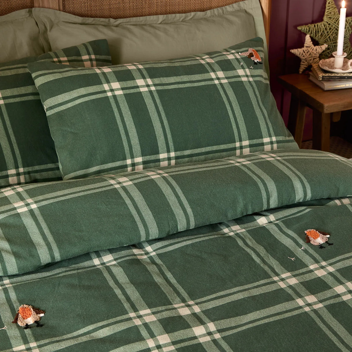 Ramble Robin Robin Tufted Brushed Cotton Duvet Cover Set image 2