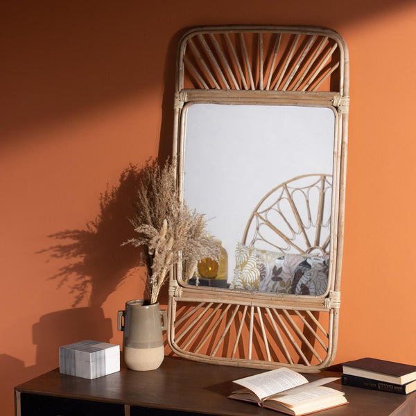 Rattan Weave Natural Wall Mirror - Ideal