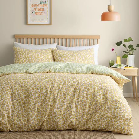 Fusion Retro Daisy Floral Yellow Polycotton Duvet Cover Set 3