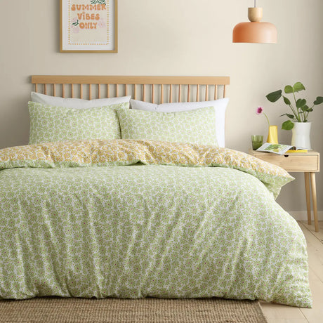 Fusion Retro Daisy Floral Yellow Polycotton Duvet Cover Set 2