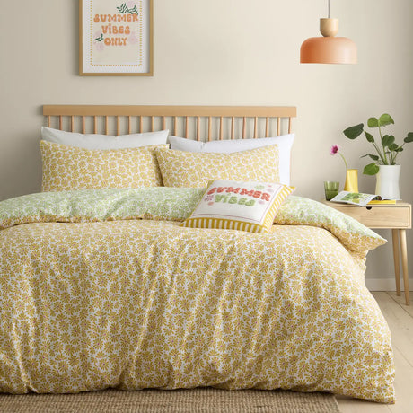 Fusion Retro Daisy Floral Yellow Polycotton Duvet Cover Set