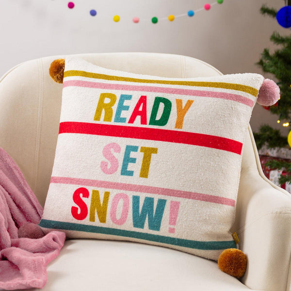 Ready Set Snow Pom Pom Cushion Cover 17" x 17" - Ideal