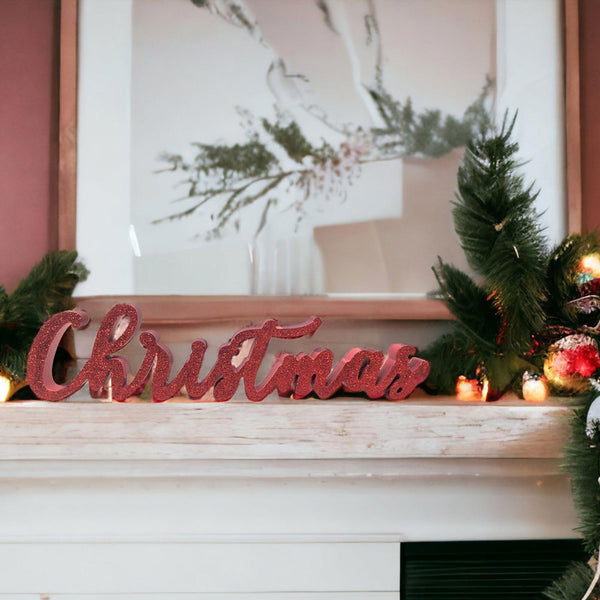 Red Glitter Christmas Sign - Ideal