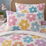 Close-up of matching Retro Flower Floral Duvet Cover Set pillowcases showing the pattern and fabric detail