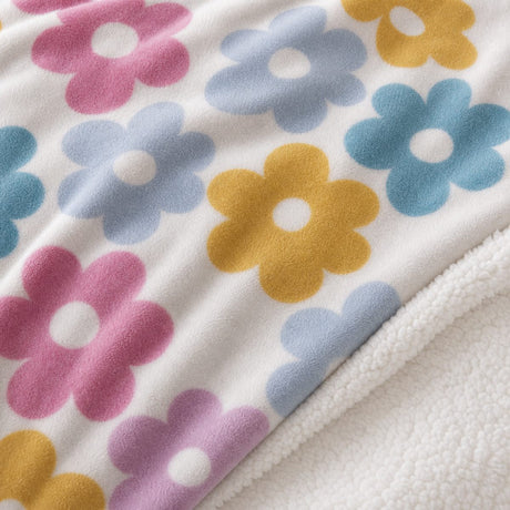 Macro close-up of the soft fleece fabric on the Retro Flower Floral Duvet Cover Set