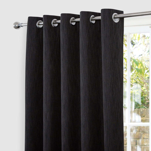 Rossi Twill Blackout Eyelet Curtains Charcoal - Ideal