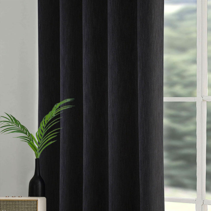 Rossi Twill Blackout Eyelet Curtains Charcoal - Ideal