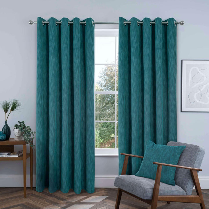 Rossi Twill Blackout Eyelet Curtains Teal - Ideal
