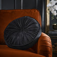 Round Pleat Black Round Filled Cushion 40cm - main product image