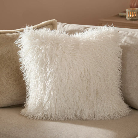 Rowan Faux Fur Cushion Cover Ecru 50 x 50cm - image 1