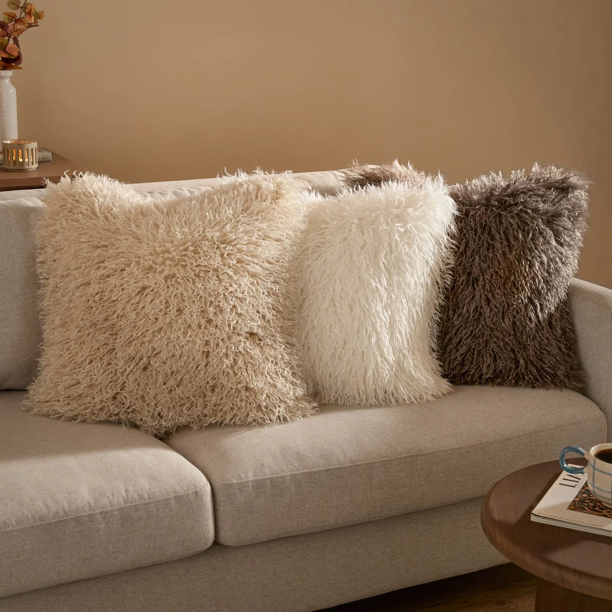 Rowan Faux Fur Cushion Cover Ecru 50 x 50cm - image 6