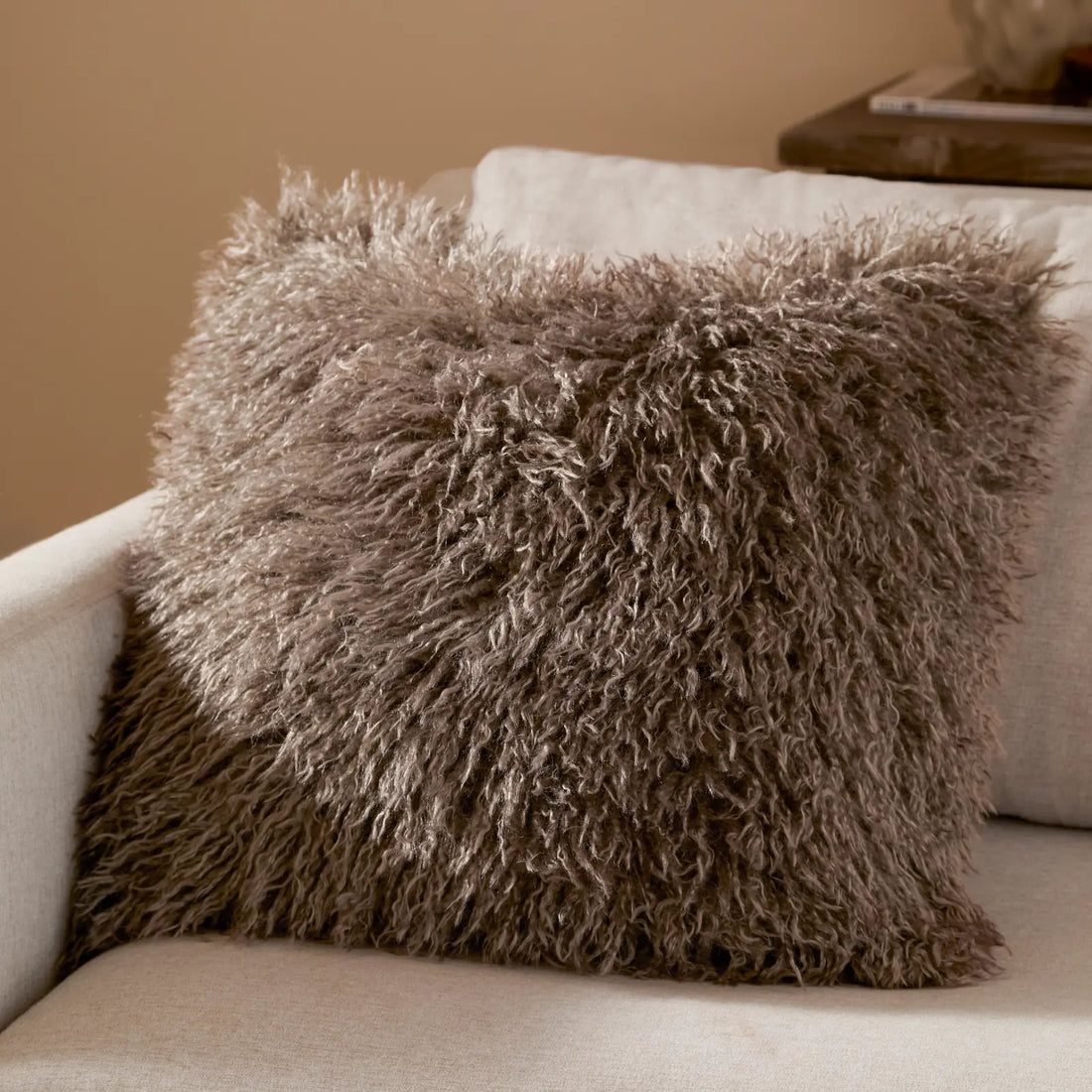 Rowan Faux Fur Cushion Cover Mocha 50 x 50cm