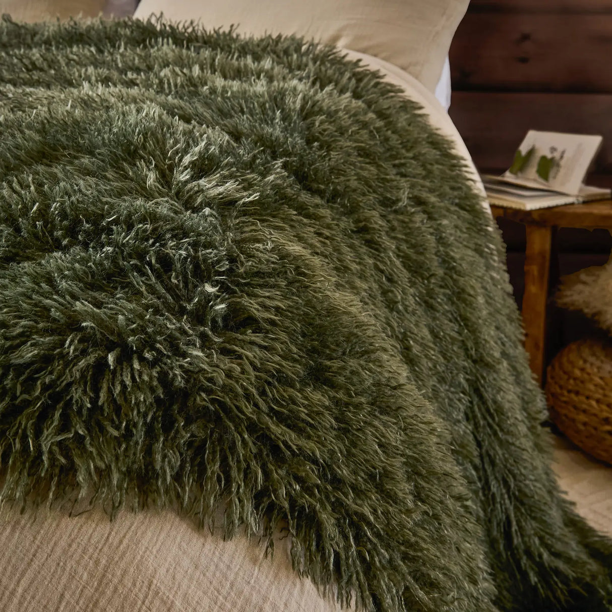 Rowan Faux Fur Throw Khaki 130 x 175cm - image 3
